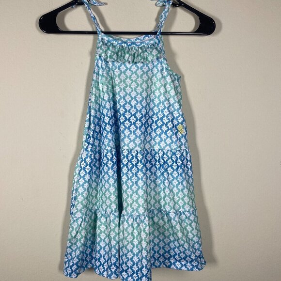 Tommy Bahama Girls (5) Tropical Sun dress Sleeveless Blue Green Resort wear! - Picture 1 of 4